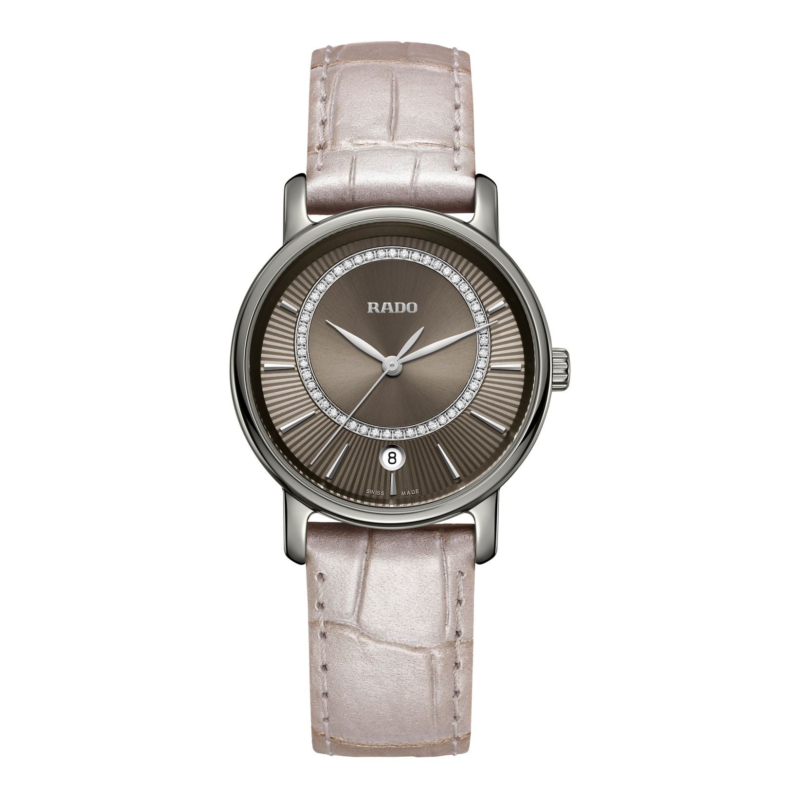 Rado R14064715 watch for woman with a brown dial and leather strap.