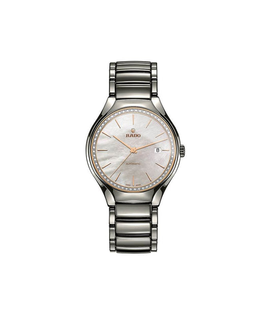 Rado R27057852 watch for man with a white dial and stainless steel strap.