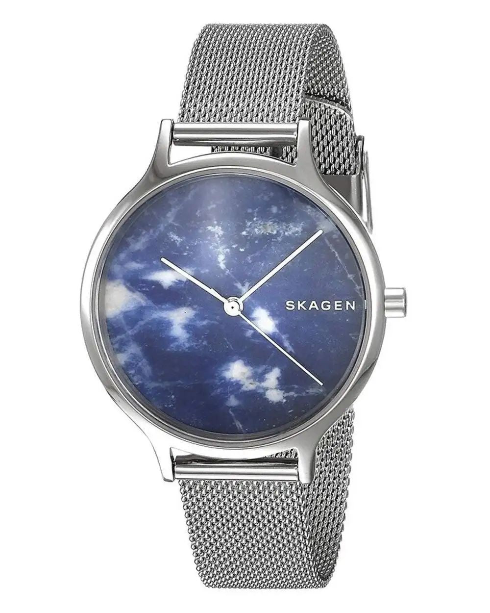 Skagen SKW2718 watch for women with a blue dial and stainless steel strap.