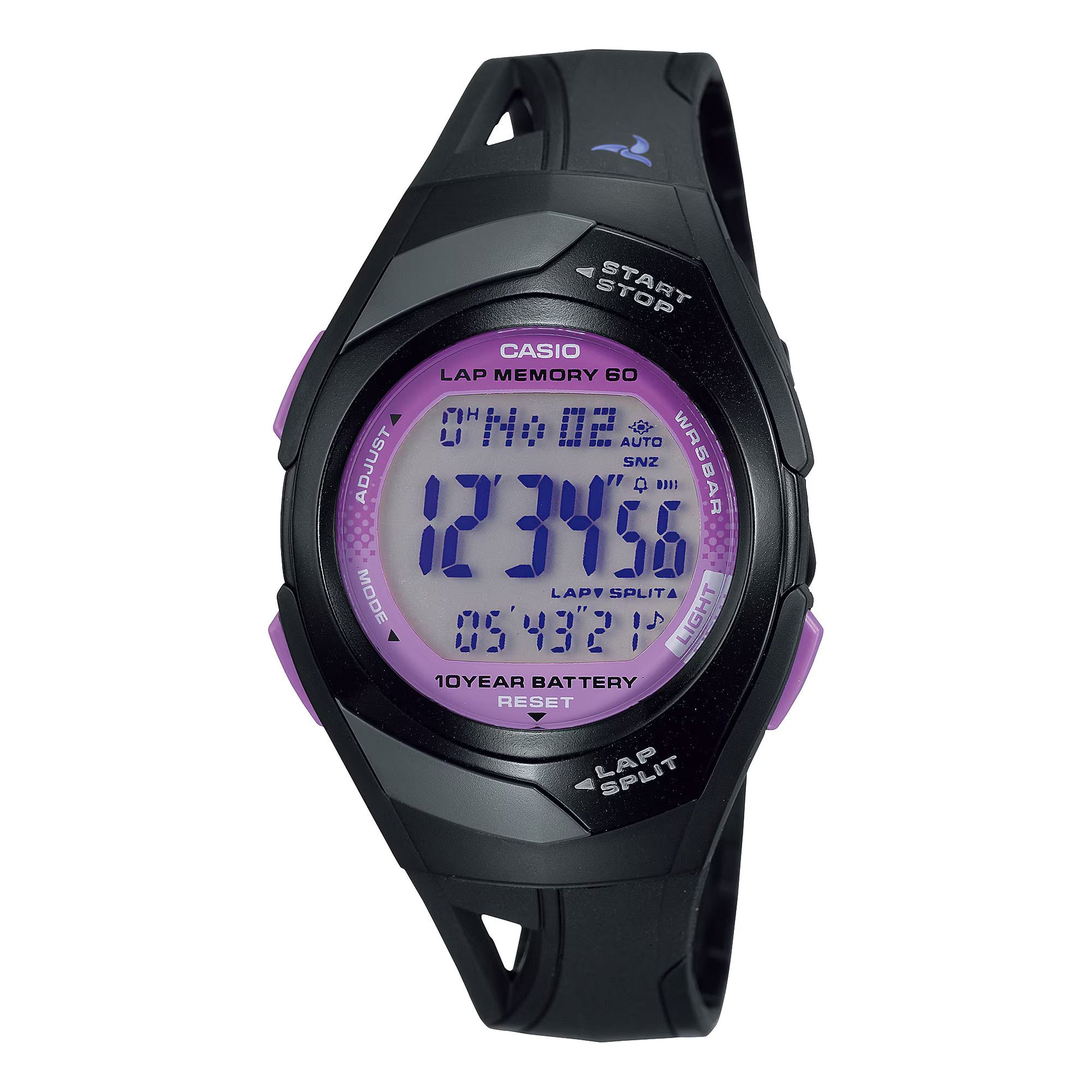 Casio STR-300-1CEG watch for women with a purple dial and resin strap.