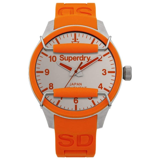 Superdry SYG125O watch for man with a white dial and resin strap.