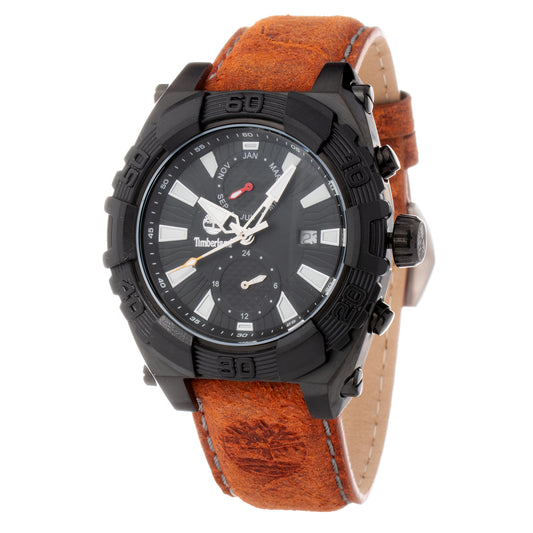 Timberland TBL13331JSTB2PN watch for man with a black dial and leather strap.