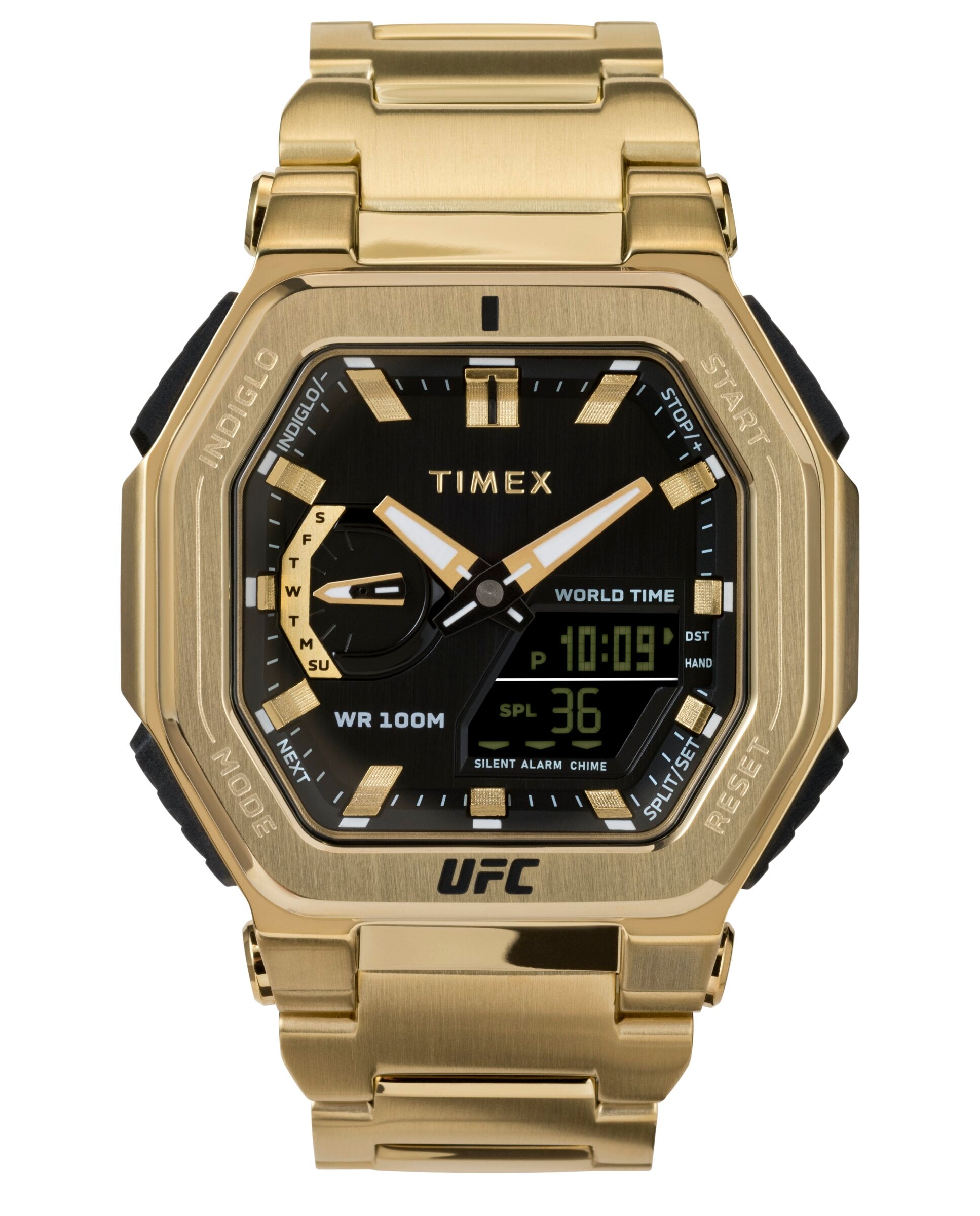 Timex TW2V84500 watch for man with a black dial and stainless steel strap.