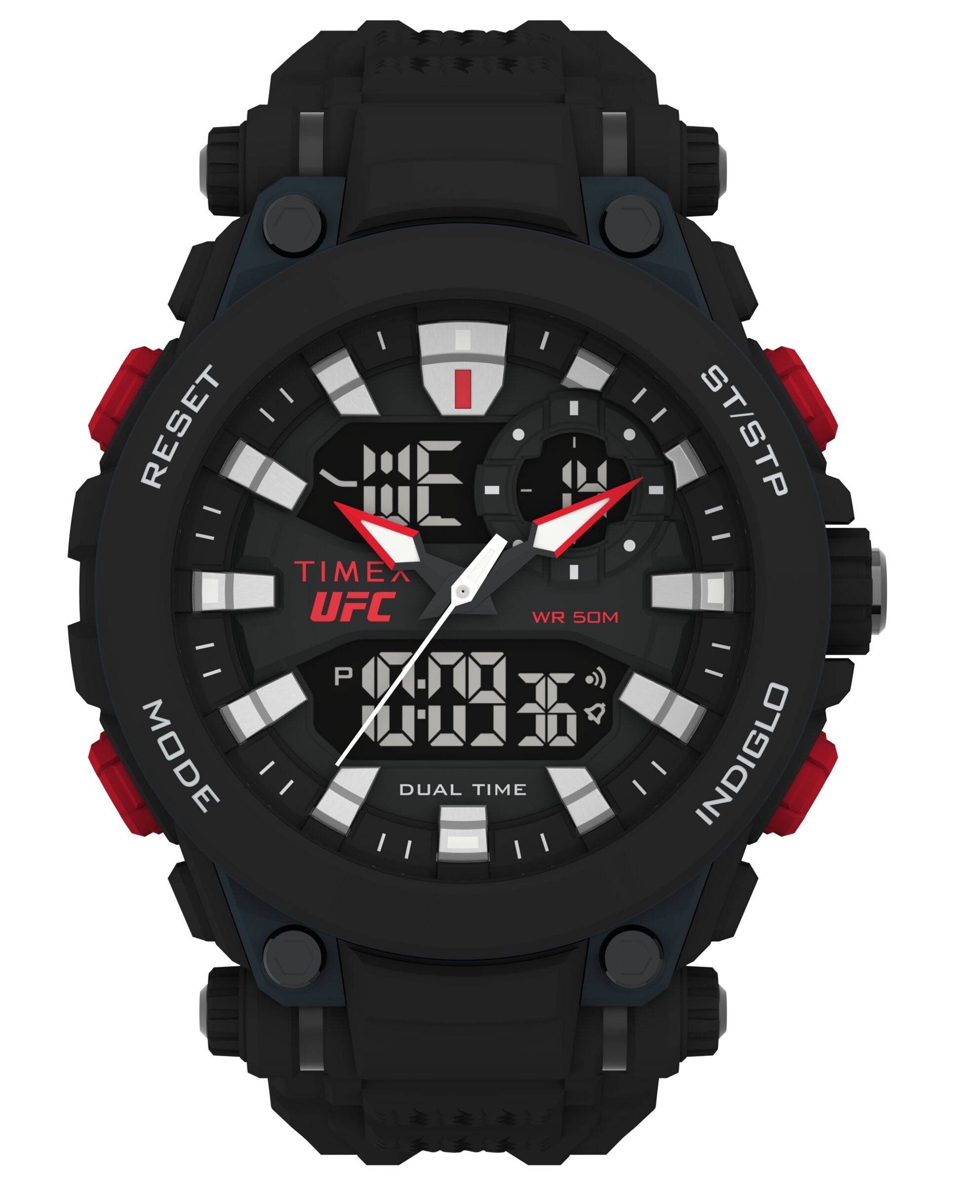 Timex TW5M52800 watch for man with a black dial and rubber strap.