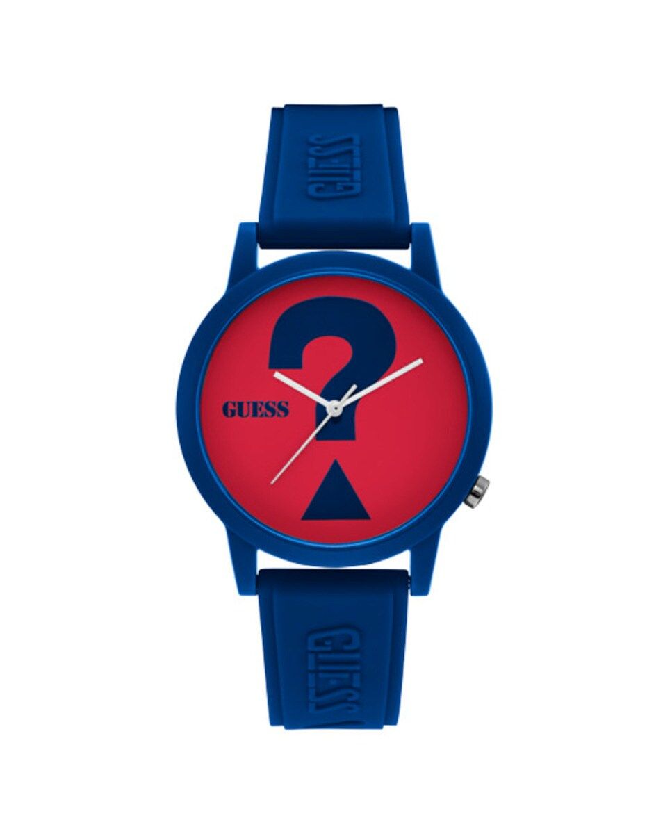 Guess V1041M4 watch for unisex with a red dial and resin strap.