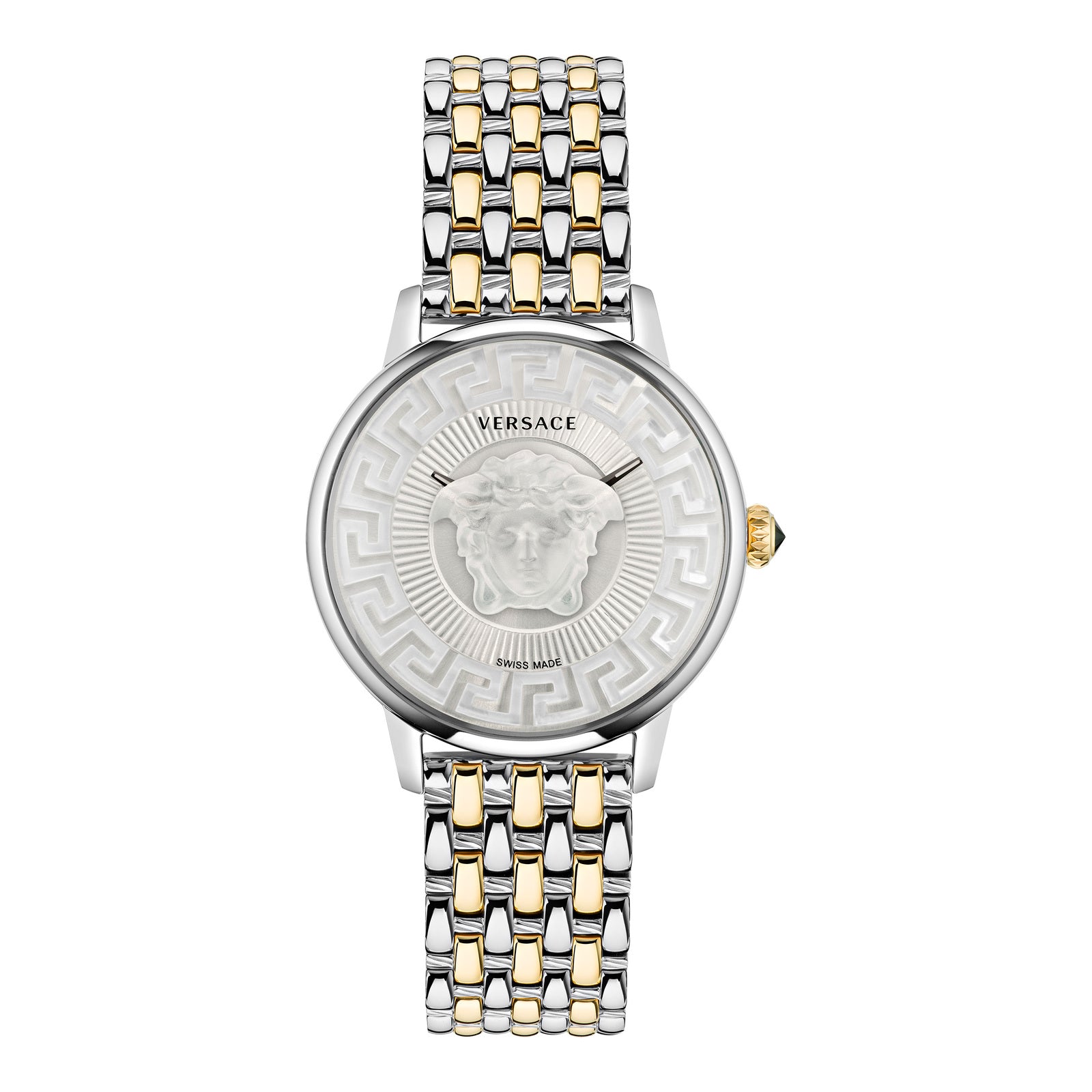 Versace VE6F00423 watch for unisex with a grey dial and stainless steel strap.
