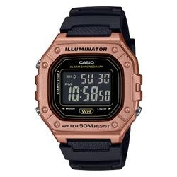Casio W-218HM-5BVEF watch for unisex with a black dial and resin strap.