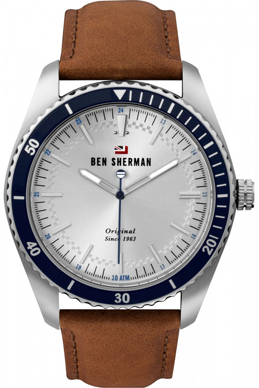 Ben Sherman WBS114UT watch for man with a grey dial and leather strap.