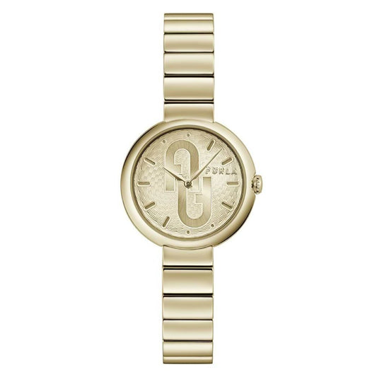 Furla WW00005009L2 watch for women with a golden dial and stainless steel strap.