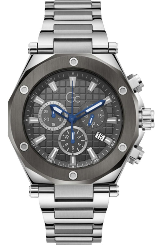 Gc Z18002G5MF watch for man with a grey dial and stainless steel strap.